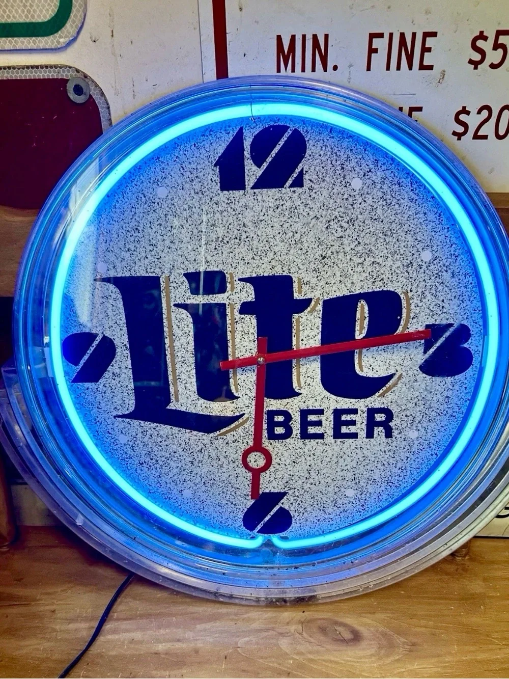 Vintage Miller Lite Brewing Company Trademark Neon Light Clock Sign Mancave